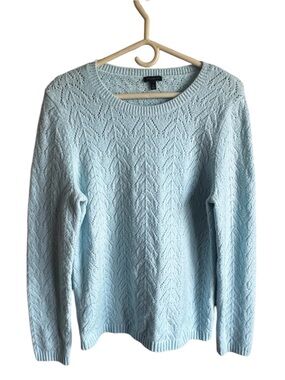 TALBOTS Light Blue Pointelle Chevron Knit Crewneck Sweater Pullover Size XL